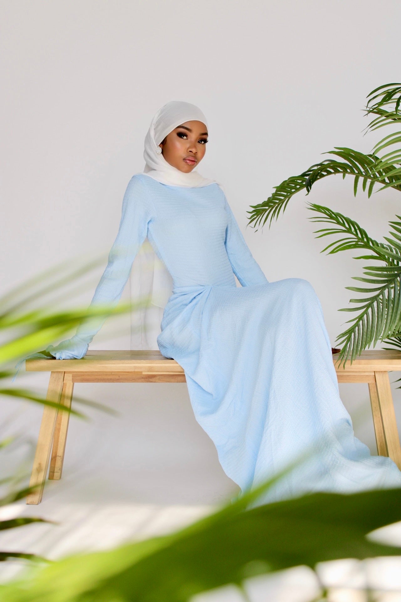 Powder Blue Rutched Dress