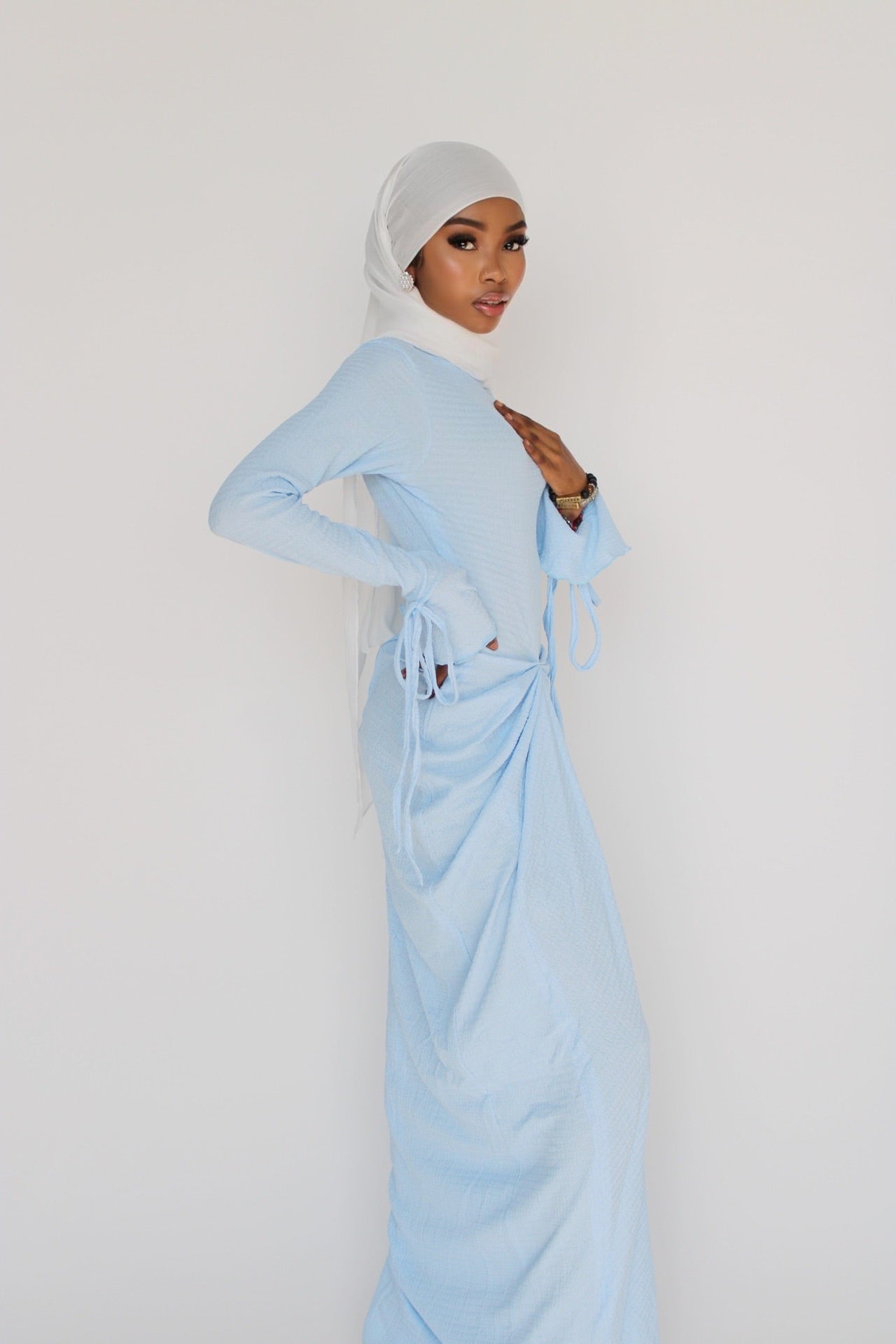 Powder Blue Rutched Dress