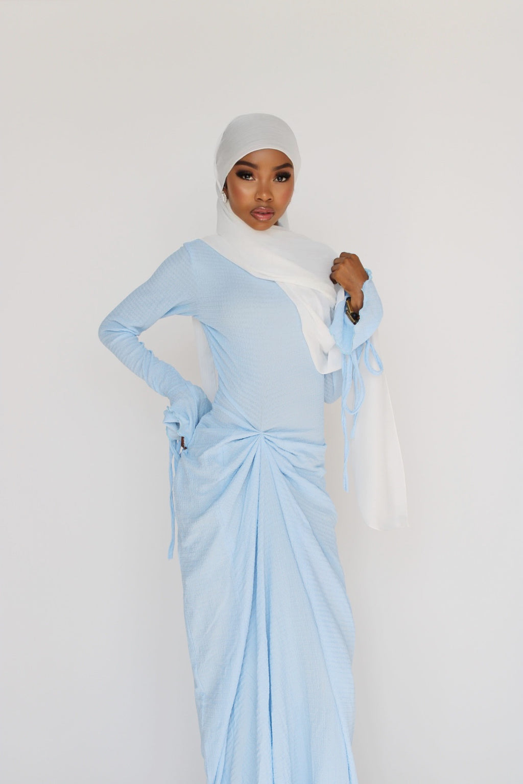 Powder Blue Rutched Dress