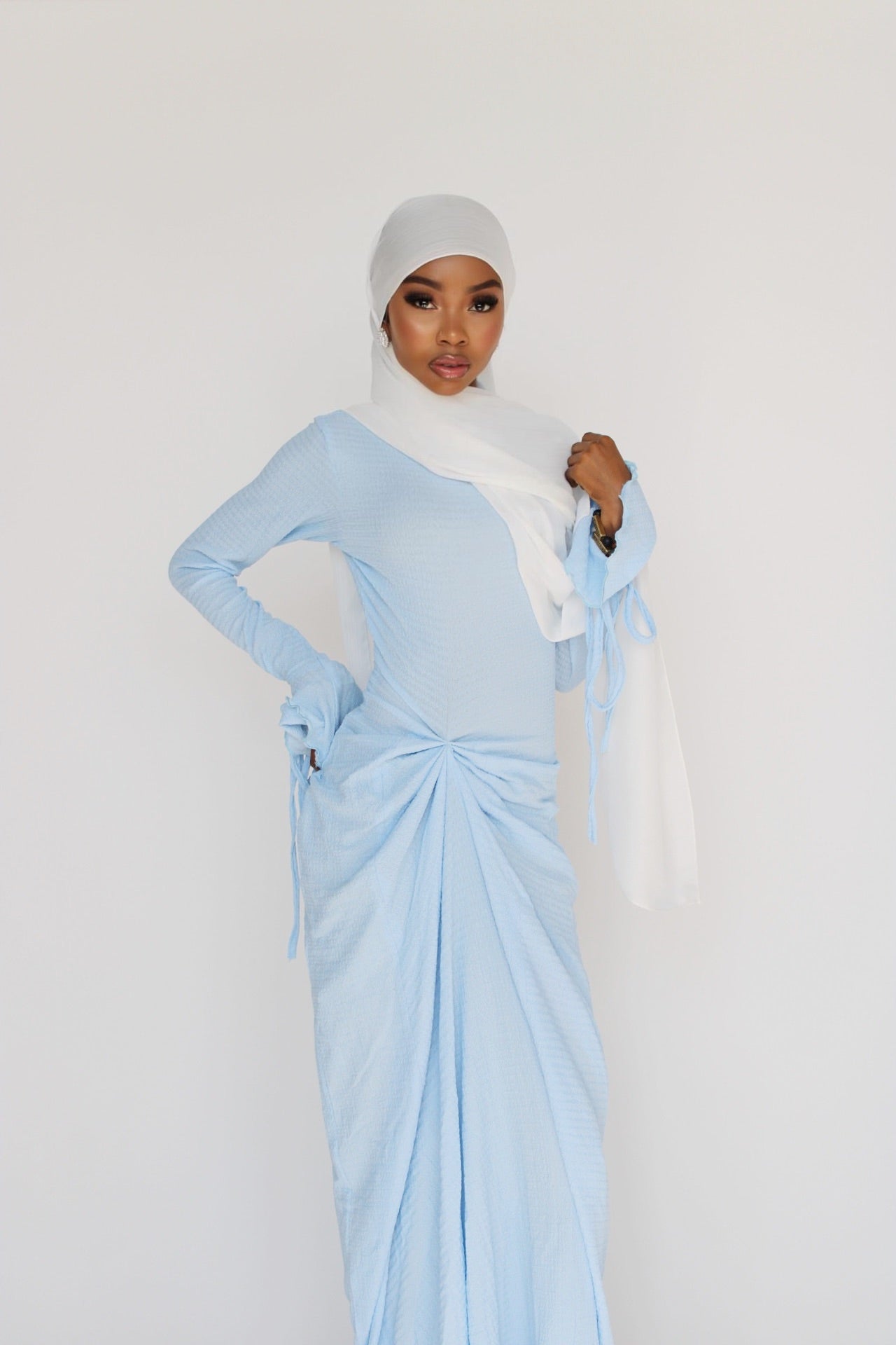Powder Blue Rutched Dress